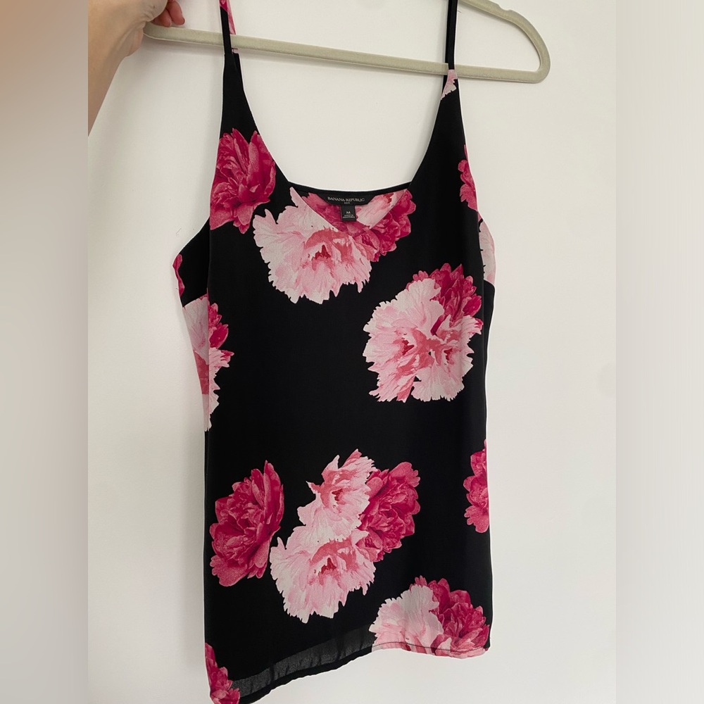 Banana Republic Floral Black and Pink Women's Top